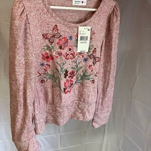 Pink Floral Embroidered Blouse